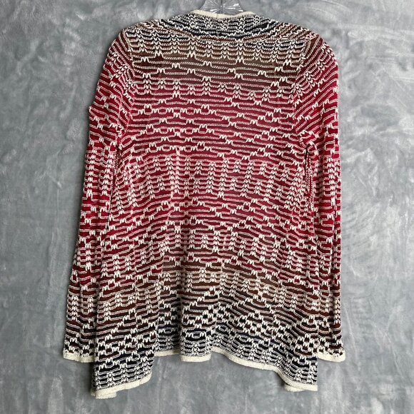NIC+ZOE Fireside Linen Blend Cardy Ombre Womens XS Open Knit Cardigan Textured - Picture 2 of 8